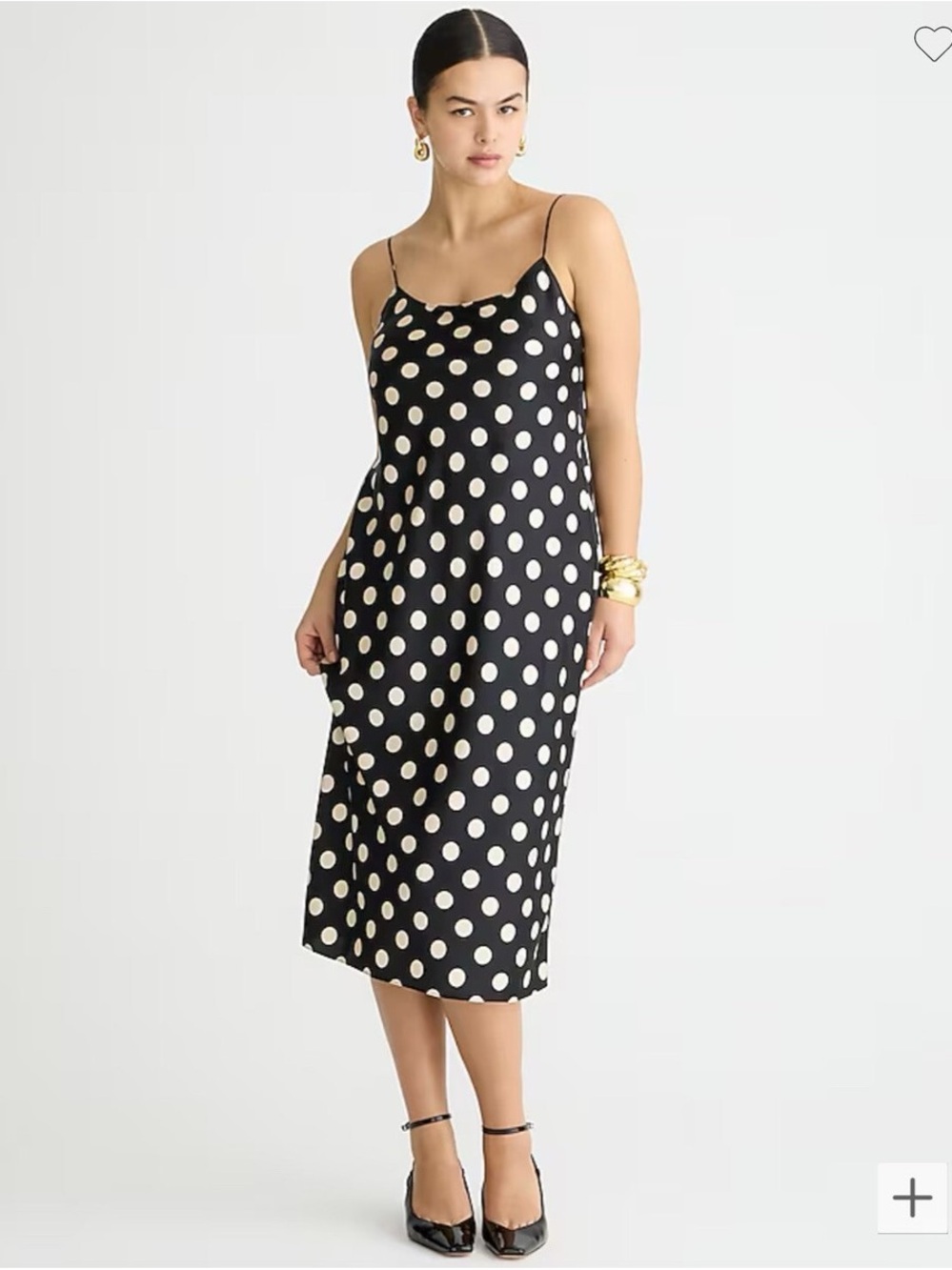 J Crew Gwyneth Slip Dress Black Polka Dot Adjustable Spaghetti Strap
